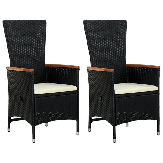 Krzesła ogrodowe z poduszkami VidaXL, czarne, polirattan, 2 sztuki vidaXL