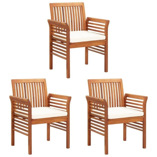 Krzesła ogrodowe z poduszkami VIDAXL, kremowe, 3 szt. vidaXL