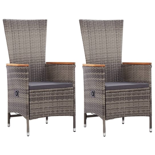 Krzesła ogrodowe z poduszkami VIDAXL, szare, 2 szt., 58x90x91 cm vidaXL