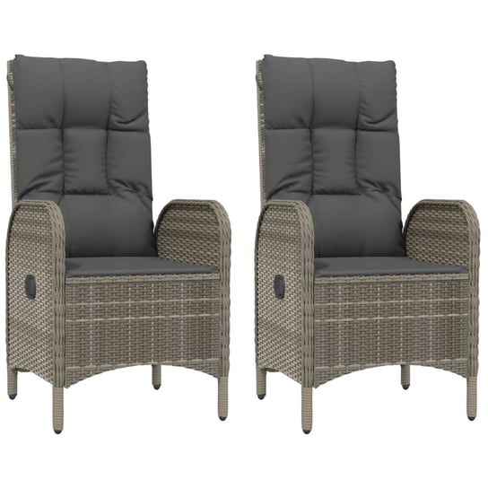 Krzesła polirattanowe, szare, 57x62.5x109 cm, 2 sz Zakito