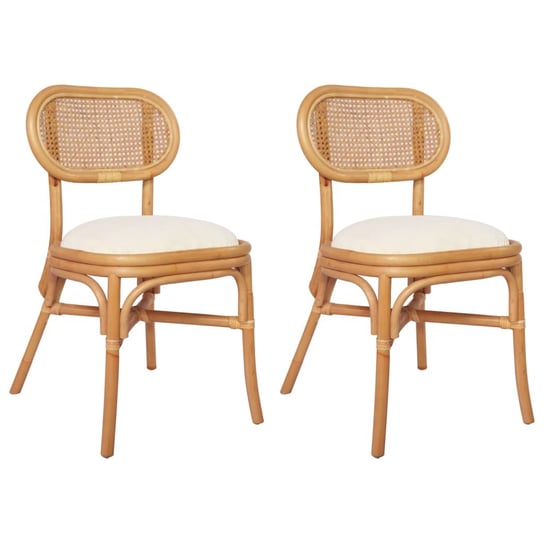 Krzesła rattanowe z kremową poduszką, 46x53x83 cm, Inna marka
