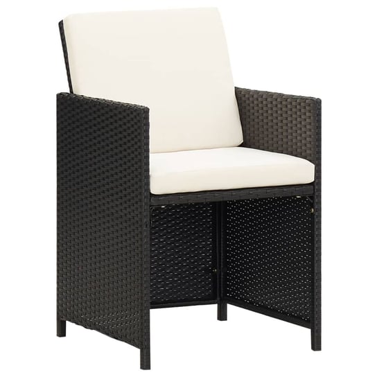 Krzesła rattanowe z poduszkami, czarne, 2 szt. Zakito