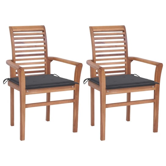 Krzesła stołowe, 2 szt., antracytowe poduszki, drewno tekowe vidaXL