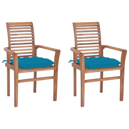 Krzesła stołowe, 2 szt., jasnoniebieskie poduszki, tekowe vidaXL