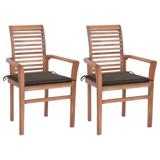Krzesła stołowe, 2 szt., poduszki taupe, lite drewno tekowe vidaXL