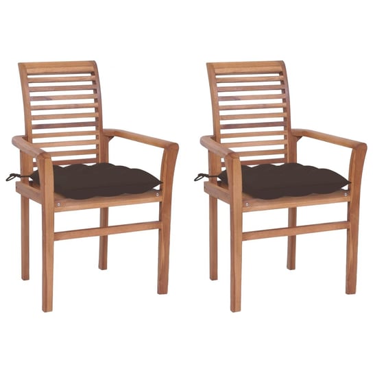 Krzesła stołowe 2 szt., poduszki w kolorze taupe, drewno tekowe vidaXL