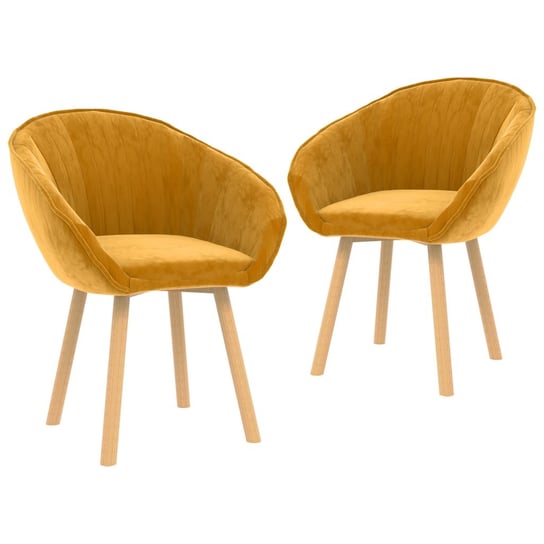 Krzesła stołowe, 2 szt., żółte, obite aksamitem vidaXL