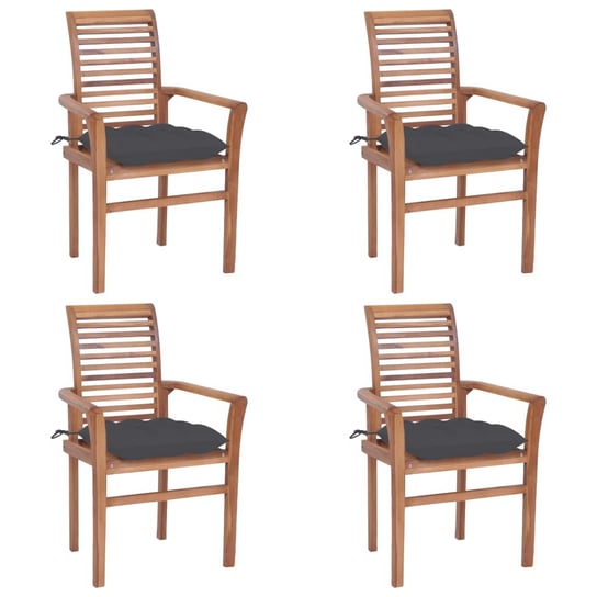 Krzesła stołowe, 4 szt., antracytowe poduszki, drewno tekowe vidaXL