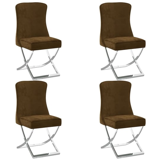 Krzesła stołowe, 4 szt., brązowe, 53x52x98 cm, aksamitne vidaXL