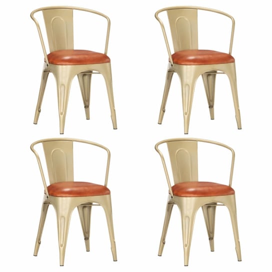 Krzesła stołowe, 4 szt. brązowe, skóra naturalna vidaXL