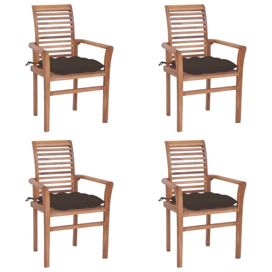 Krzesła stołowe, 4 szt., poduszki taupe, drewno tekowe vidaXL