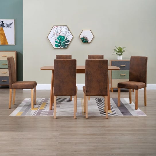 Krzesła stołowe, 6 szt., brązowe, sztuczna skóra zamszowa vidaXL