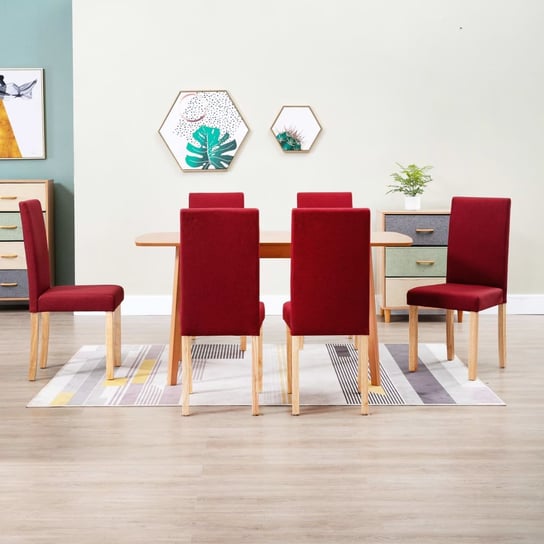 Krzesła stołowe, 6 szt., czerwień winna, tapicerowane tkaniną vidaXL