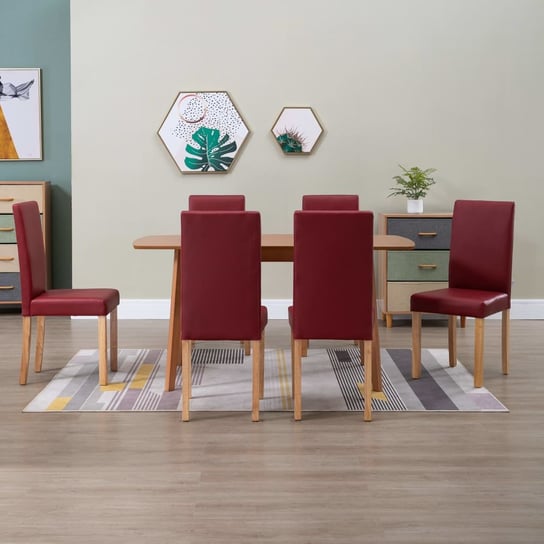 Krzesła stołowe, 6 szt., czerwone, obite sztuczną skórą vidaXL