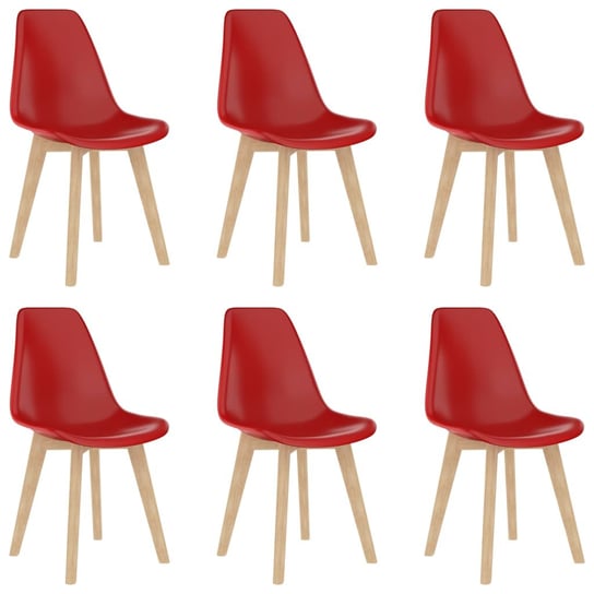 Krzesła stołowe, 6 szt., czerwone, plastik vidaXL