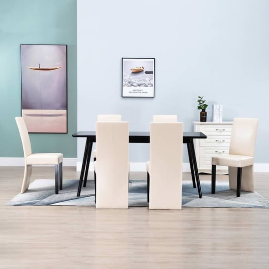 Krzesła stołowe, 6 szt., kremowe, sztuczna skóra vidaXL