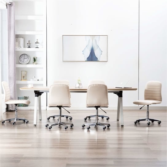 Krzesła stołowe, 6 szt., kremowe, tapicerowane tkaniną vidaXL
