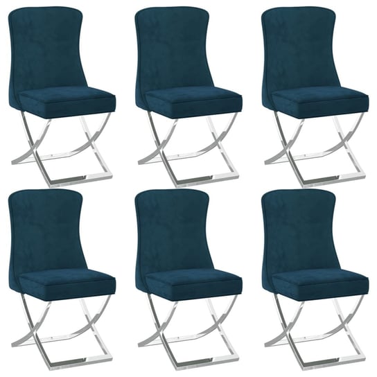 Krzesła stołowe, 6 szt., niebieskie, 53x52x98 cm, aksamitne vidaXL