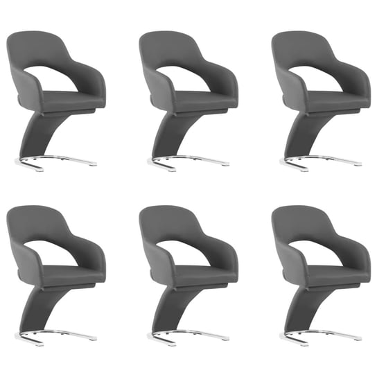 Krzesła stołowe, 6 szt., szare, sztuczna skóra vidaXL