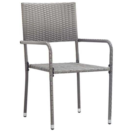 Krzesła stołowe do ogrodu, 2 szt., polirattan, szare vidaXL
