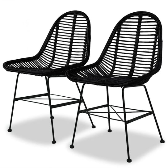Krzesła stołowe kolonialne, czarne, rattan, żelazo / AAALOE Inna marka