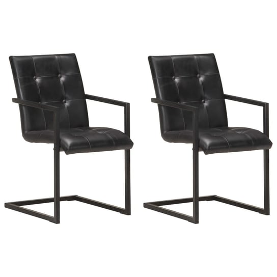 Krzesła stołowe retro, czarne, skóra, 51x56x91 cm. Inna marka
