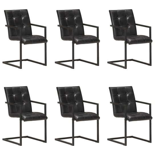Krzesła stołowe retro, czarne, stal, skóra, 51x56x / AAALOE Inna marka