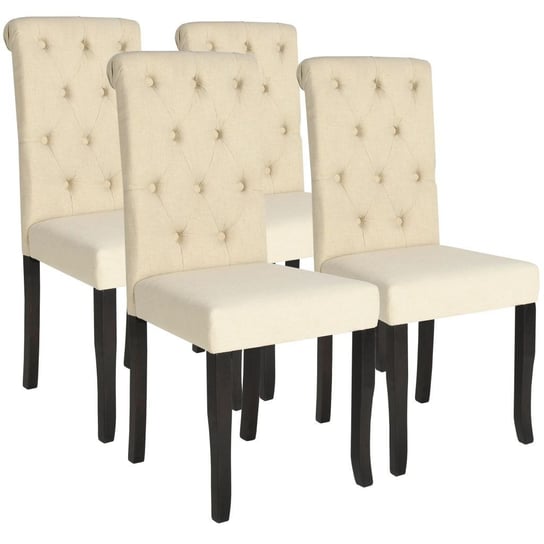 Krzesła stołowe vidaXL, 4 szt., kremowe, tkanina vidaXL