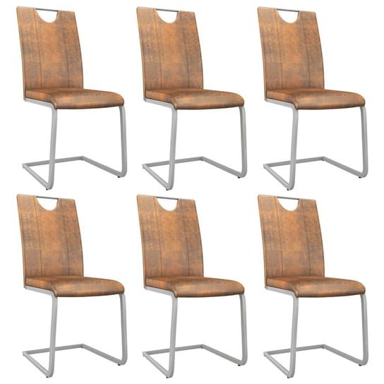 Krzesła stołowe vidaXL, 6 szt., zamszowy brąz, sztuczna skóra vidaXL