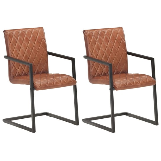 Krzesła stołowe, wspornikowe, 2 szt., brązowe, skóra naturalna vidaXL