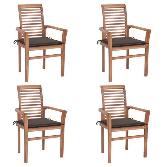 Krzesła stołowe z poduszkami taupe, 4 szt., lite drewno tekowe vidaXL