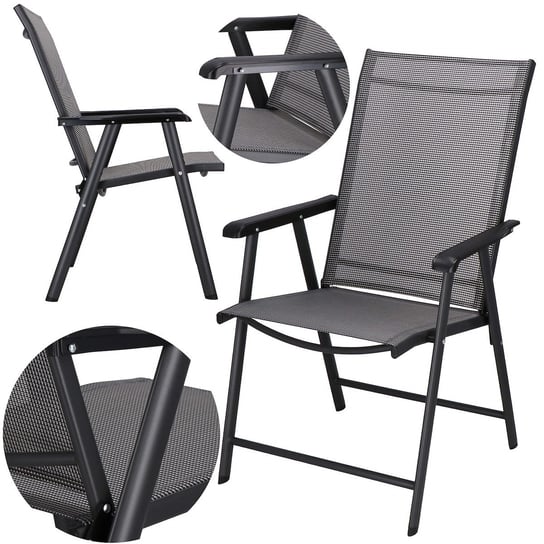 Krzesła tarasowe, komplet 2 krzeseł metalowych na balkon składane czarne Springos