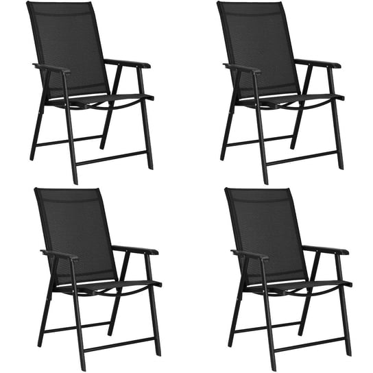 Krzesła tarasowe, komplet 4 krzeseł metalowych na balkon czarne Springos