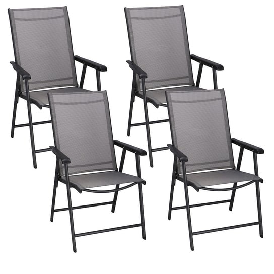 Krzesła tarasowe, komplet 4 krzeseł metalowych na balkon składane czarno-szare Springos