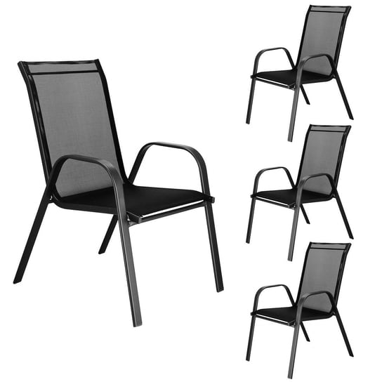 Krzesła tarasowe, zestaw 4 szt. metalowe, czarne wys. 94 cm Springos