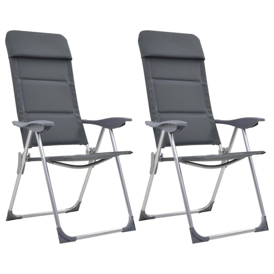 Krzesła turystyczne, 2 szt., 58 x 69 x 111 cm, aluminium, szare vidaXL