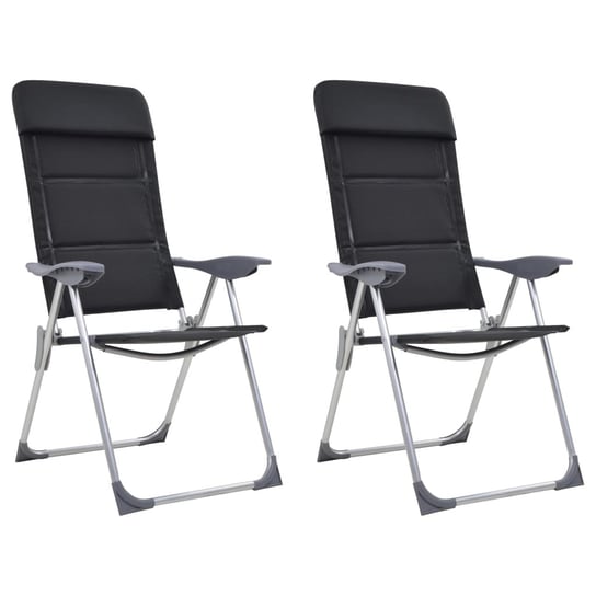 Krzesła turystyczne, 2 szt., 58x69x111 cm, aluminium, czarne vidaXL