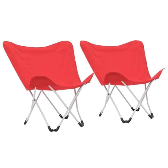 Krzesła turystyczne motyle, 2 szt., składane, czerwone vidaXL