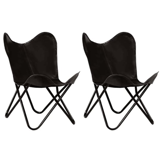 Krzesła typu motyl vidaXL, 2 szt., czarne, dziecięce, skóra naturalna vidaXL