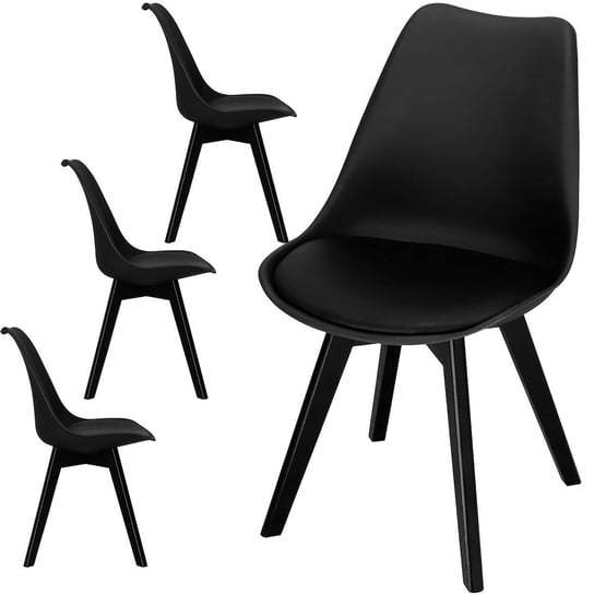 Krzesła Verde 4 szt. do jadalni, kuchni skandynawskie nowoczesne czarne Springos