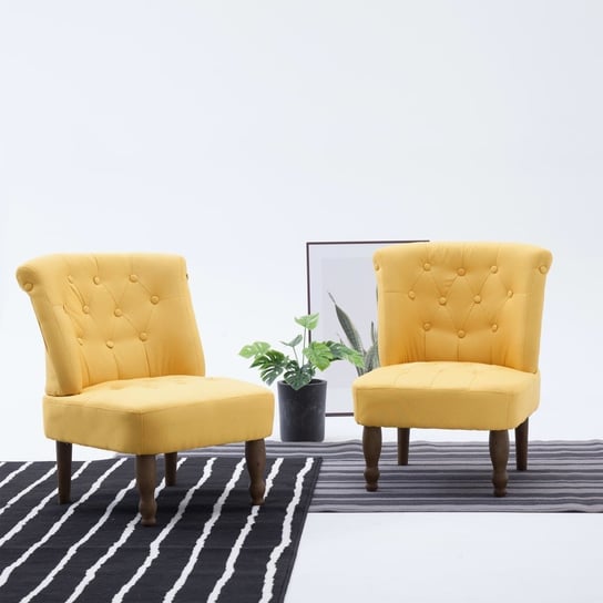 Krzesła w stylu francuskim VidaXL , żółte, materiałowe, 2 sztuki vidaXL