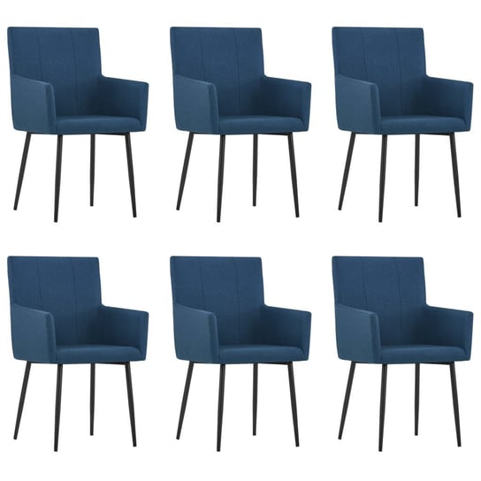 Krzesła z podłokietnikami vidaXL, 6 szt., niebieskie, tkanina vidaXL