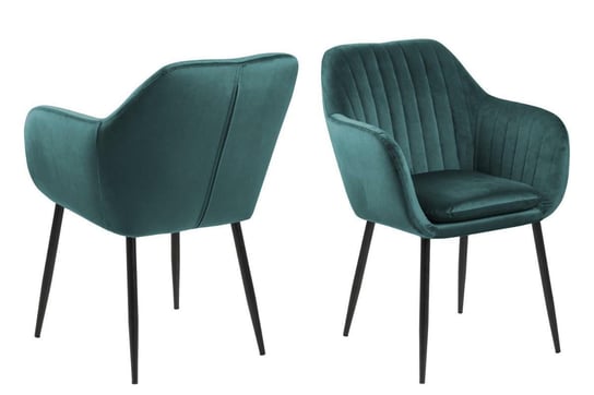 Krzesło ACTONA Emilia Velvet, zielono-czarne, 57x59x83 cm Actona