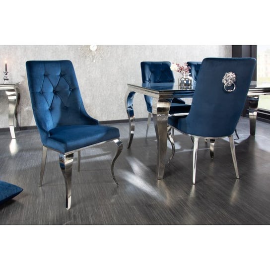 Krzesło barokowe aksamitne niebieski 41505 Invicta Interior
