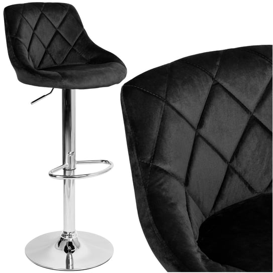 Krzesło barowe hoker obrotowy regulowany CYDRO CHROM welurowy czarny velvet eHokery