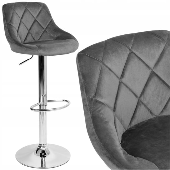 Krzesło barowe hoker obrotowy regulowany CYDRO CHROM welurowy grafitowy velvet eHokery