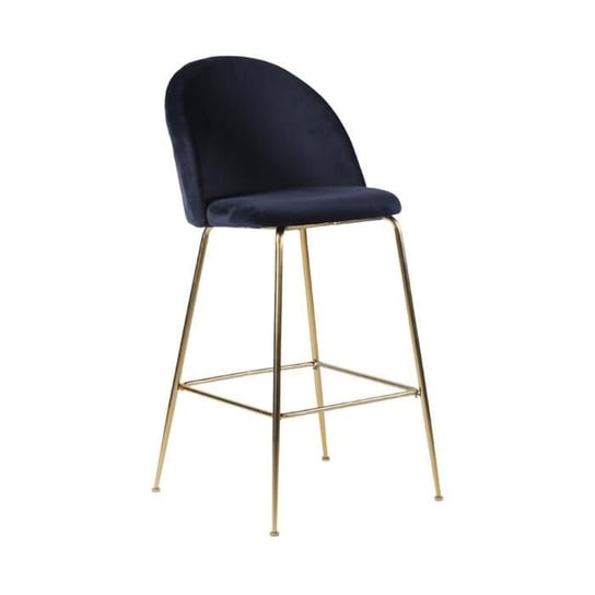 Krzesło barowe Kirsten niebieskie (aksamit, mosiądz) - House Nordic Inna marka