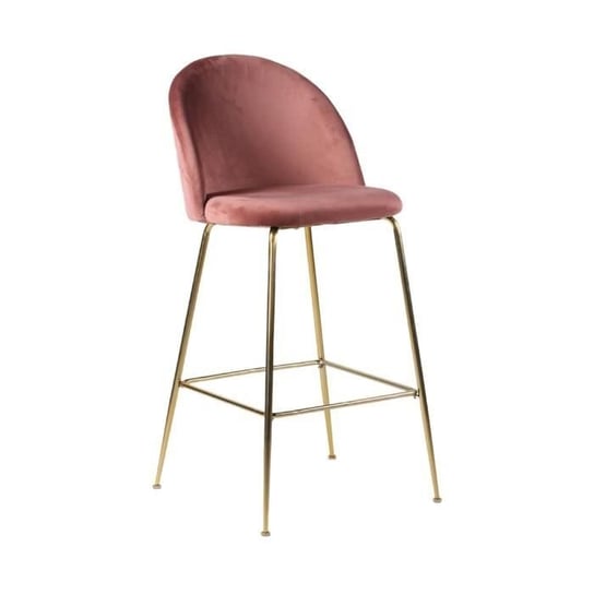 Krzesło barowe Kirsten różowe (aksamit, mosiądz) - House Nordic Inna marka