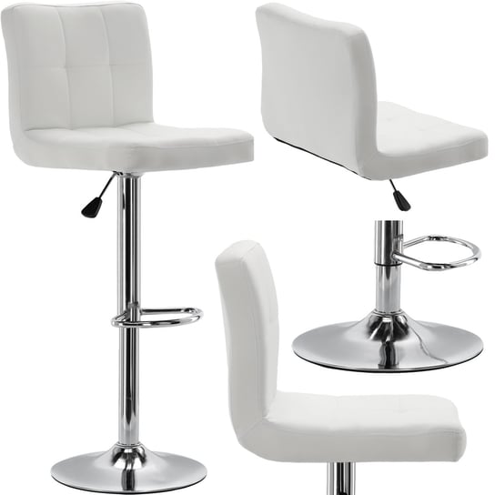 Krzesło barowe kosmetyczne fryzjerskie fotel z oparciem białe ENZO