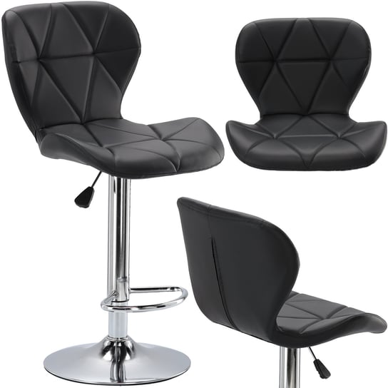 Krzesło barowe kosmetyczne fryzjerskie fotel z oparciem czarne ENZO